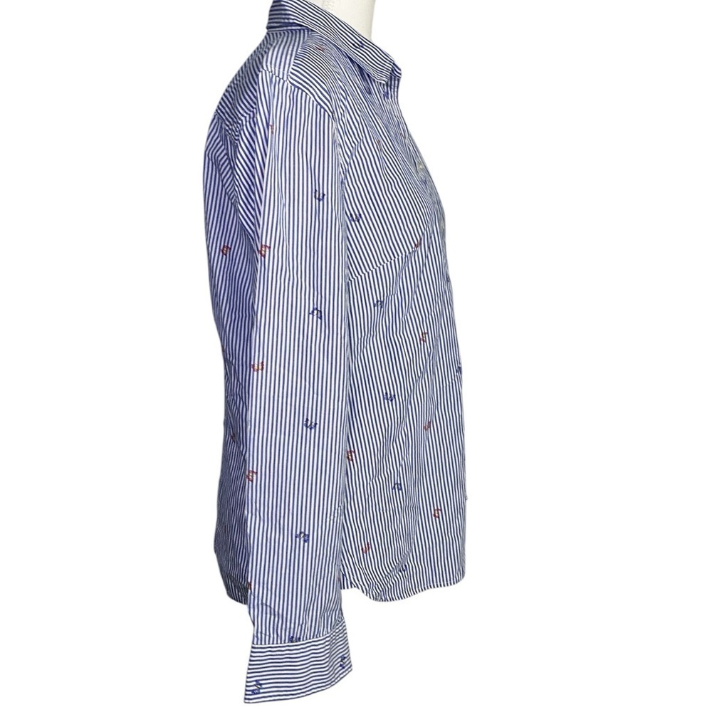 Talbots Blue and White Striped Button Down Long Sleeve Shirt - Picture 3 of 12